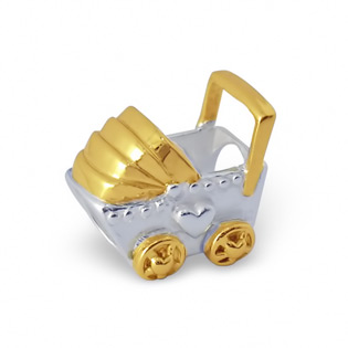 Silver and Gold Baby Pram Bead