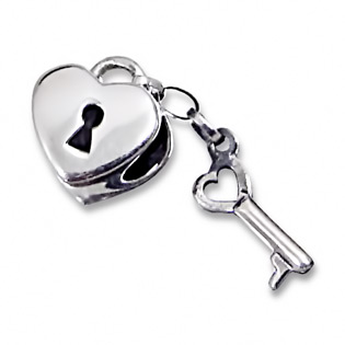 Plain Silver Bead Heart Chest And Key Shape