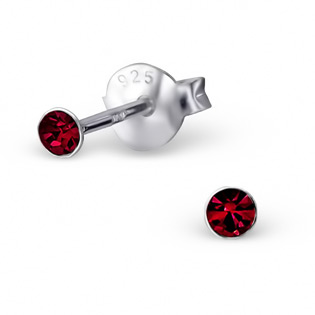 Silver Tulip Ear Studs with ruby CZ