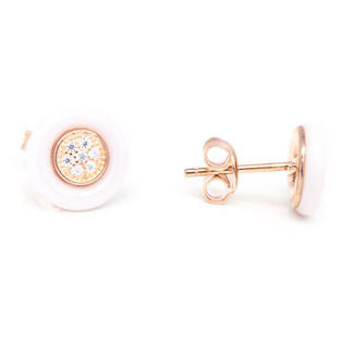 White Ceramic and cz earrings goldplated