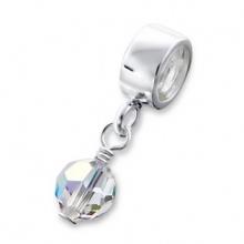 Silver Hanging Crystal Jeweled Bead April Birthstone Crystal