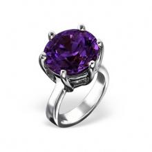 Silver Ring Bead with Amethyst CZ