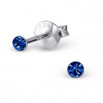 Silver Tulip Ear Studs with sapphire CZ