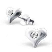 Silver Ear Studs Heart And CZ