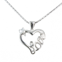 Silver Pendant Heart Shape With Love