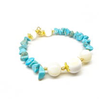 Turquoise and White Shell Pearl Afrodita Bracelet