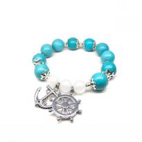 SEA MY LOVE Turquoise Howlite and Milky Agate Bracelet