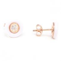 White Ceramic and cz earrings goldplated