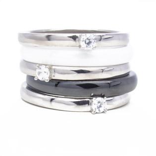 Sectional Silver & Ceramic Ring