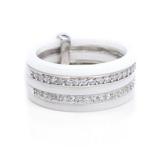 WHITE Ceramic And Cubic Zirconia Ring