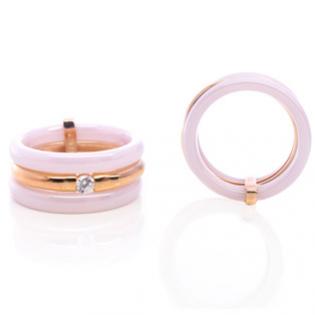 Rose Ceramic and Gold plated silver Ring