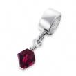 Sterling Silver Hanging Crystal Jeweled Bead with created Ruby July Birthstone Charm