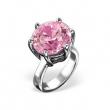 Silver Ring Bead with Pink CZ