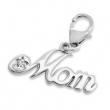 Silver Mom Charm with Lobster Lock
