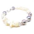 Real Royal Grey Pearl and White MOP chips with sterling silver Bracelet